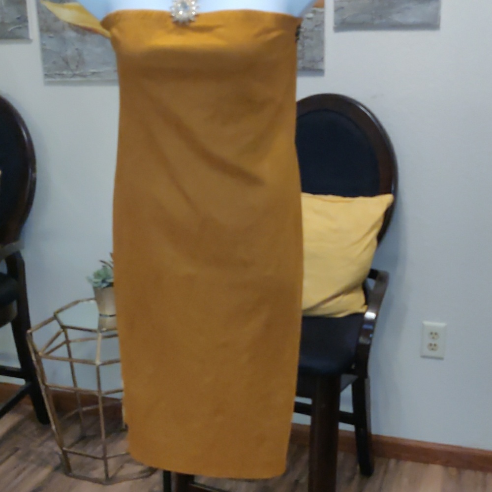 Cognac Faux suede tube dress